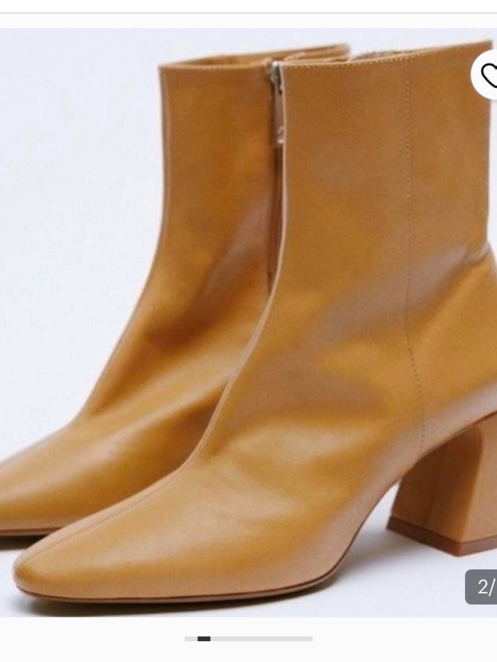 Zara Camel Tan Block Heel Ankle Boots